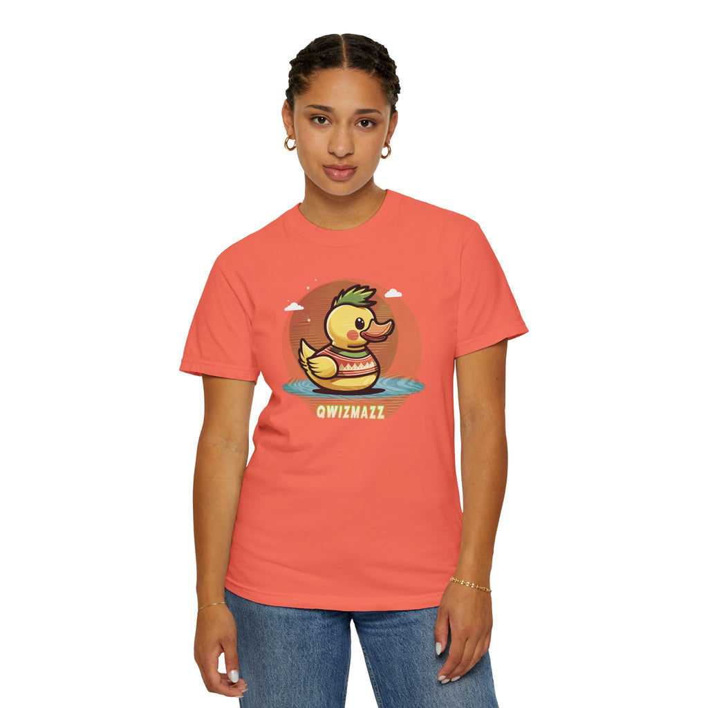 Quimbly the Duck Graphic T-Shirt — Cute Retro Rubber Duck Illustration (QWIZMAZZ)
