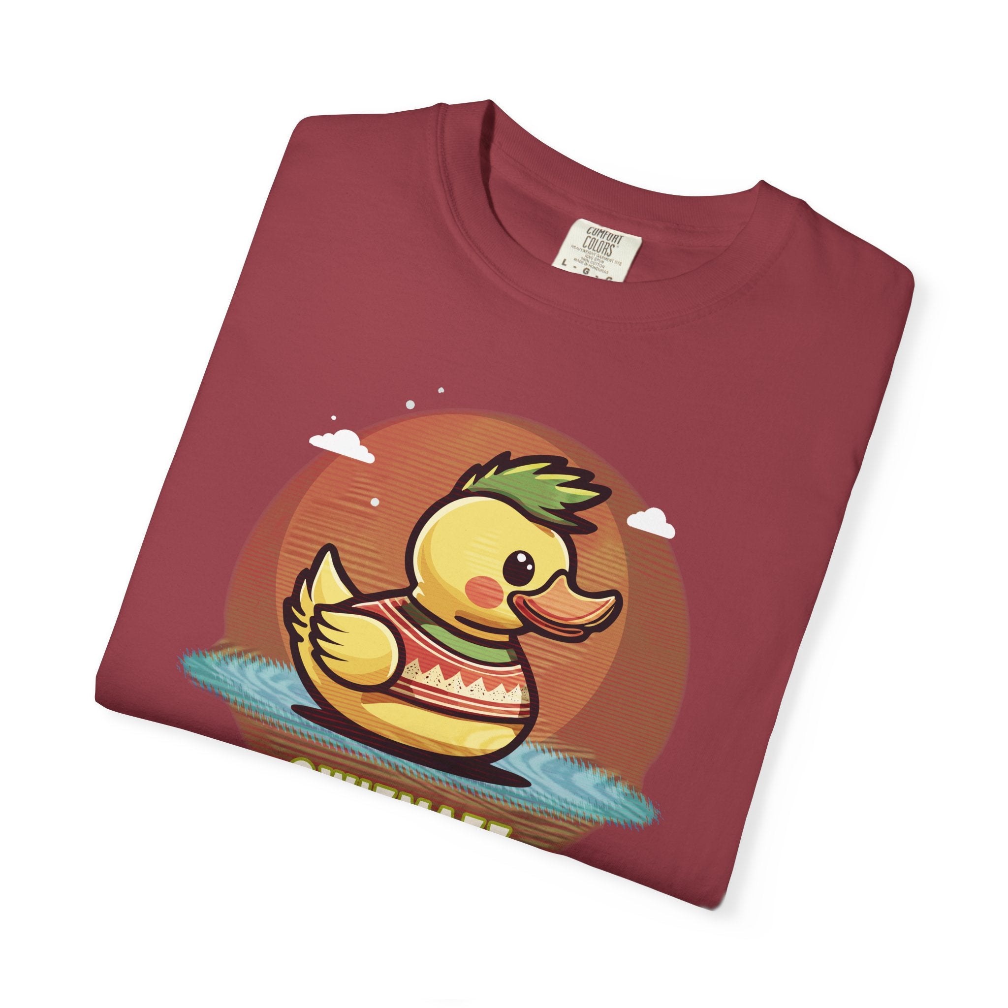 Quimbly the Duck Graphic T-Shirt — Cute Retro Rubber Duck Illustration (QWIZMAZZ)
