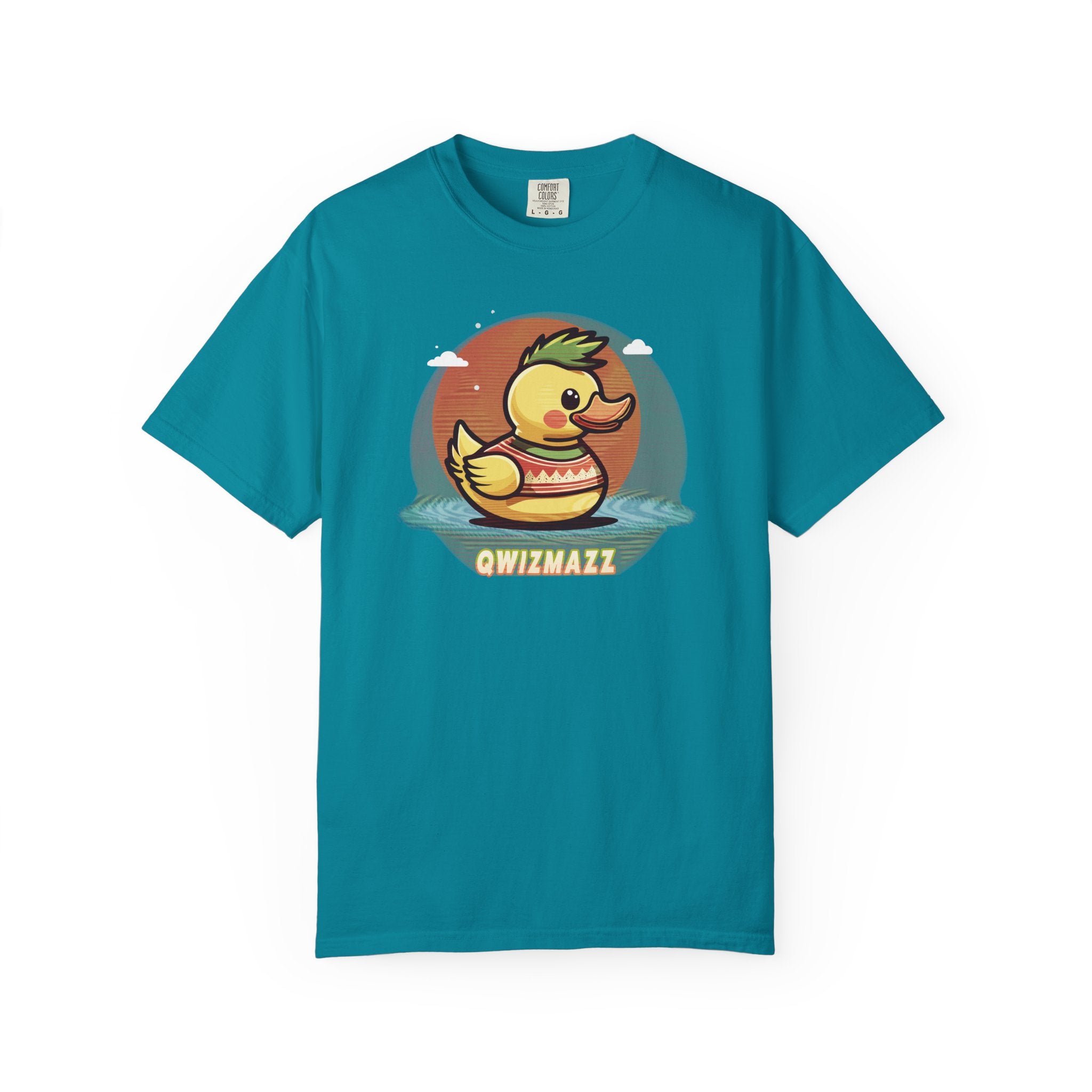 Quimbly the Duck Graphic T-Shirt — Cute Retro Rubber Duck Illustration (QWIZMAZZ)