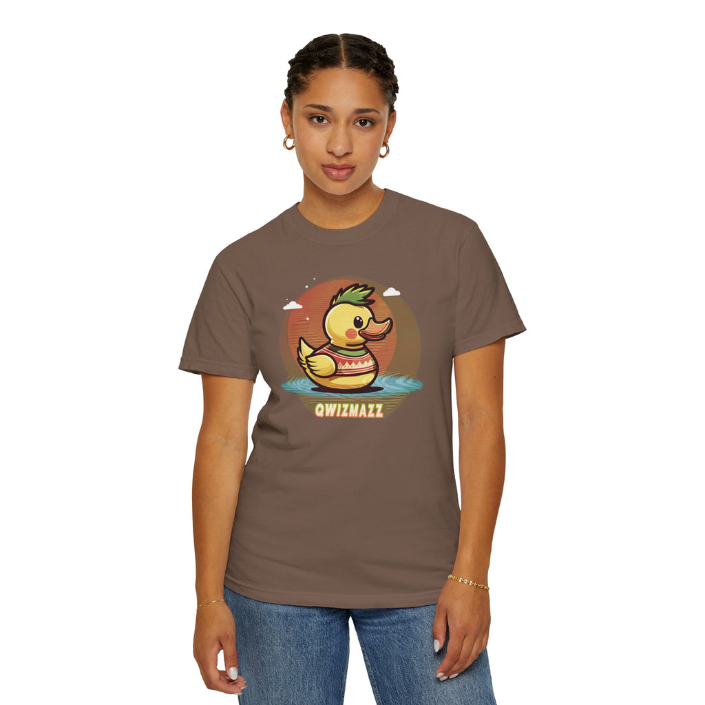 Quimbly the Duck Graphic T-Shirt — Cute Retro Rubber Duck Illustration (QWIZMAZZ)