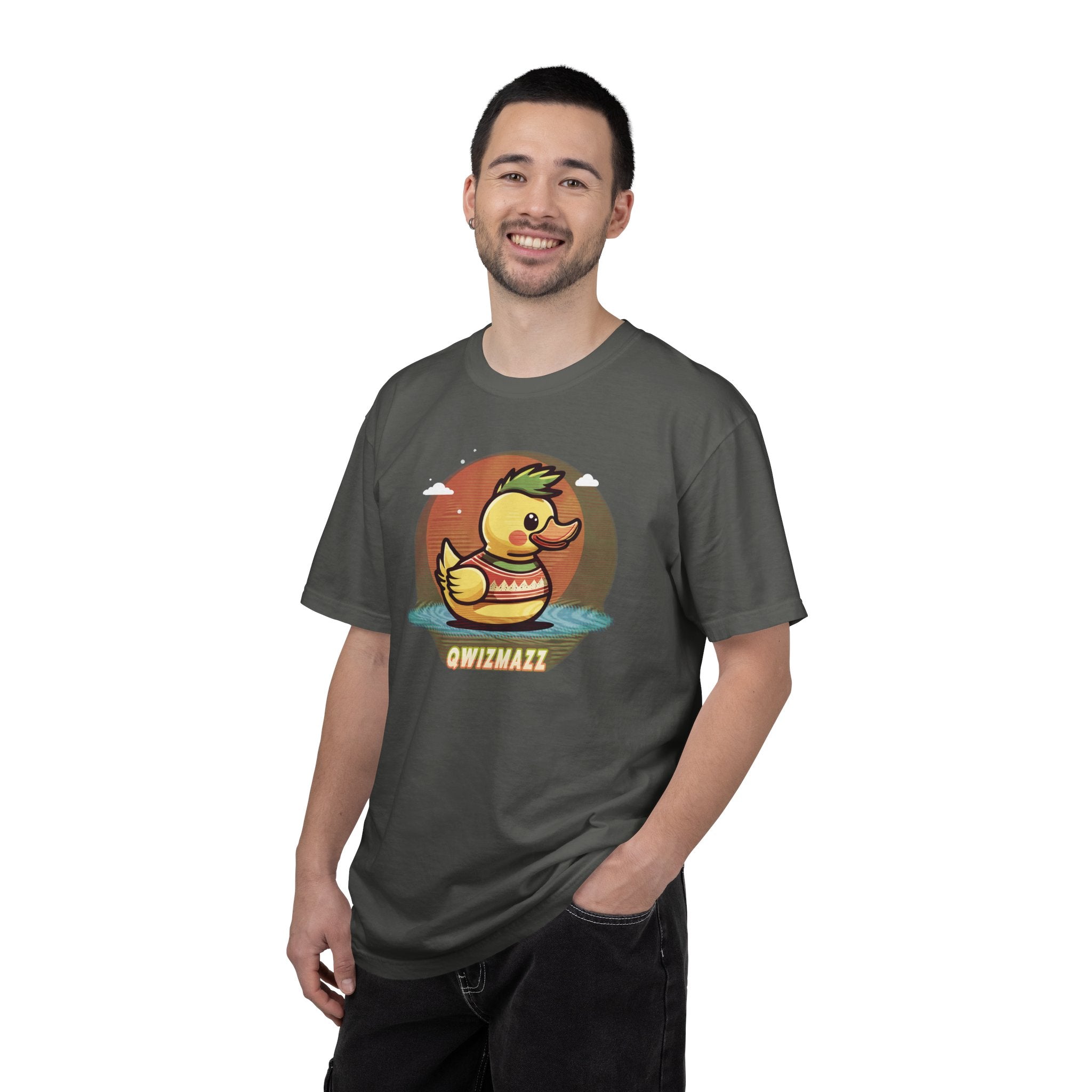 Quimbly the Duck Graphic T-Shirt — Cute Retro Rubber Duck Illustration (QWIZMAZZ)