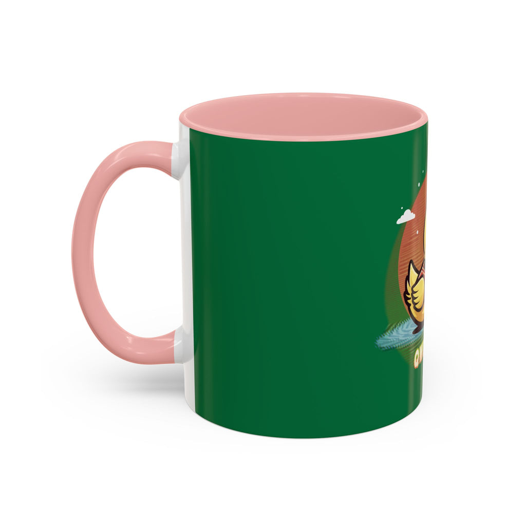 Quimbly the Duck Rubber Duck Coffee Mug - 'QWIZMAZZ' Accent Ceramic Mug (Green)
