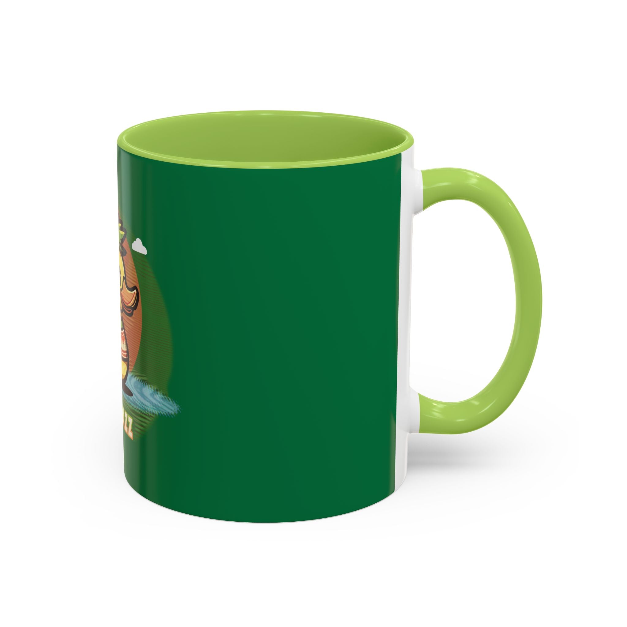 Quimbly the Duck Rubber Duck Coffee Mug - 'QWIZMAZZ' Accent Ceramic Mug (Green)