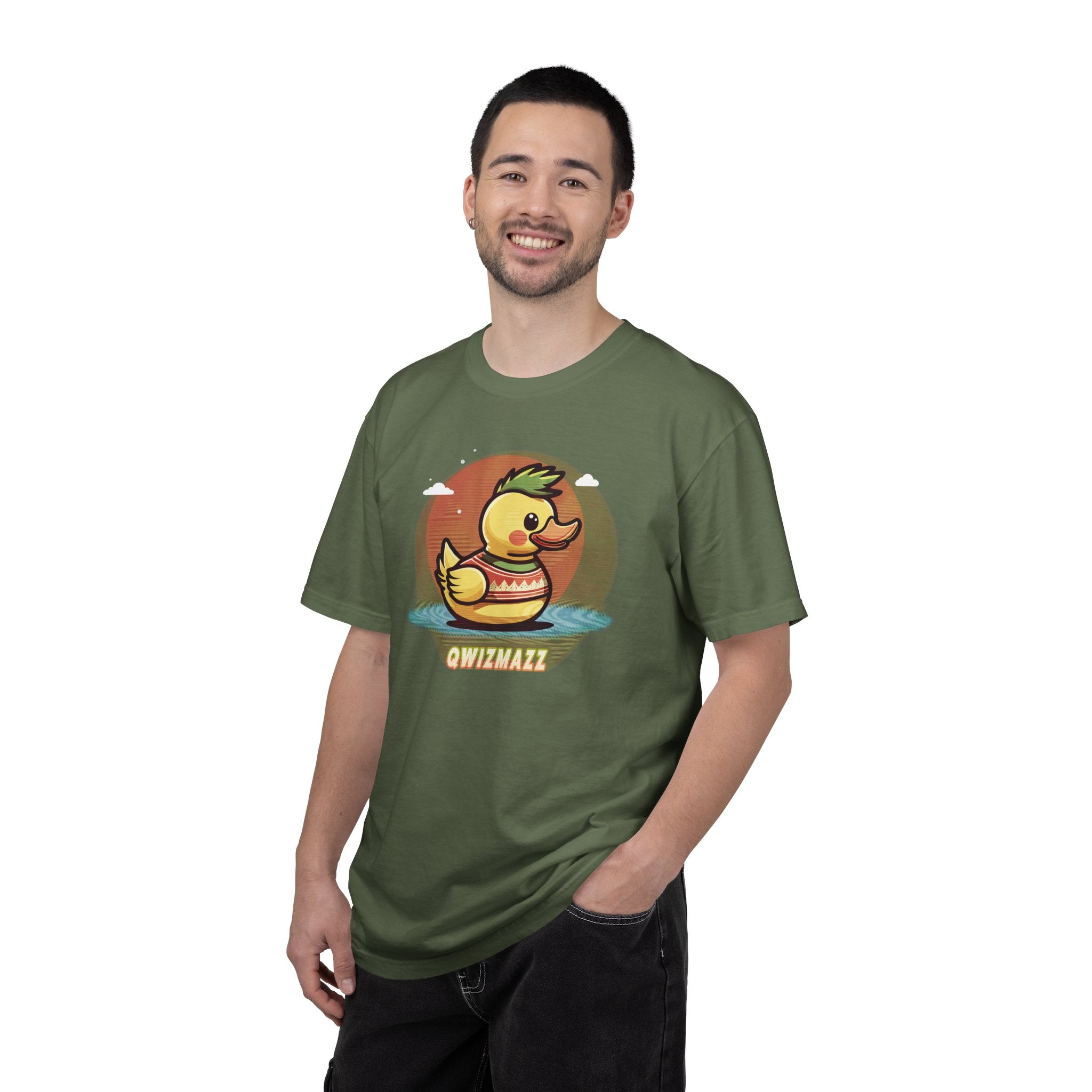 Quimbly the Duck Graphic T-Shirt — Cute Retro Rubber Duck Illustration (QWIZMAZZ)