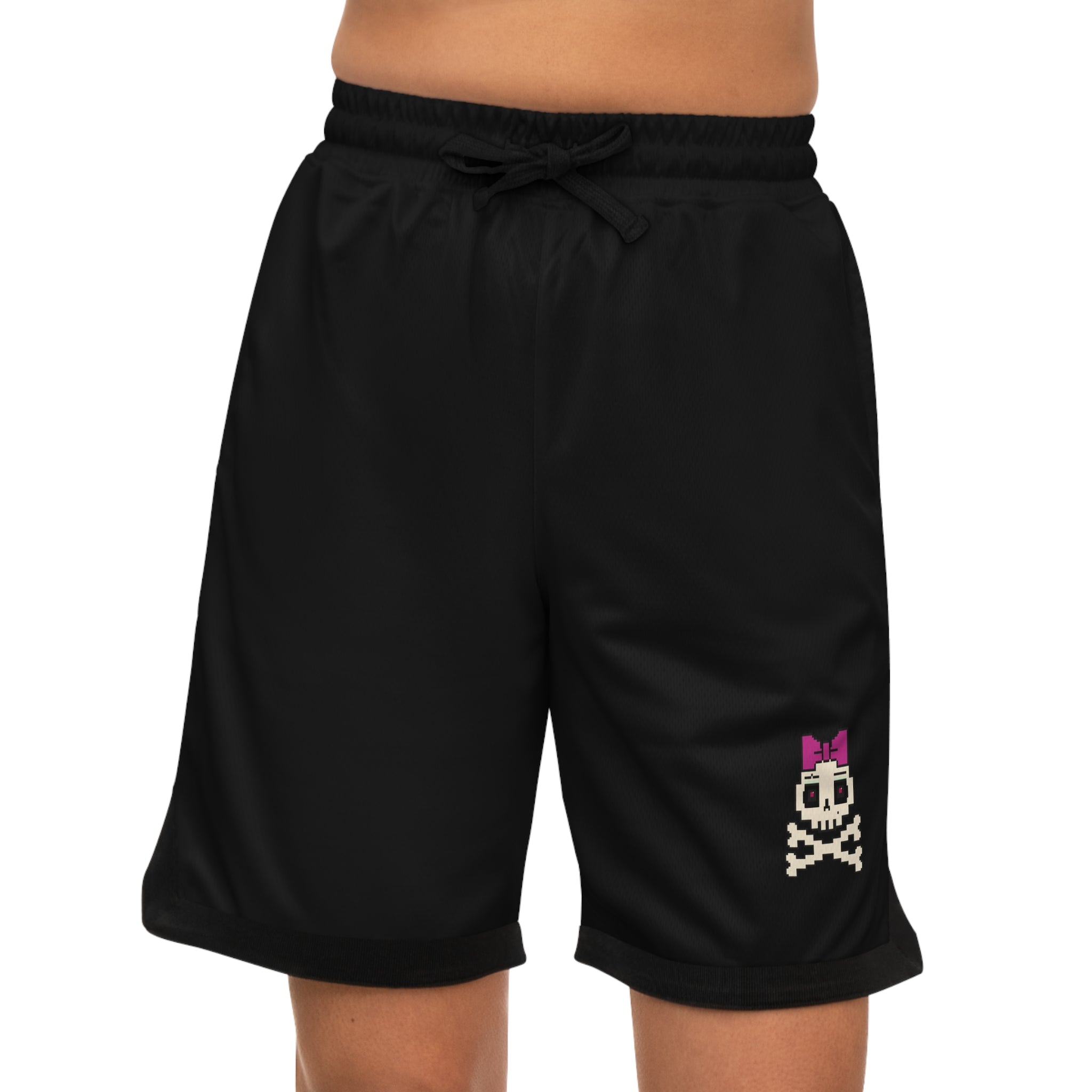 Skull & Bow Basketball Shorts — Women’s AOP Athletic Rib Shorts