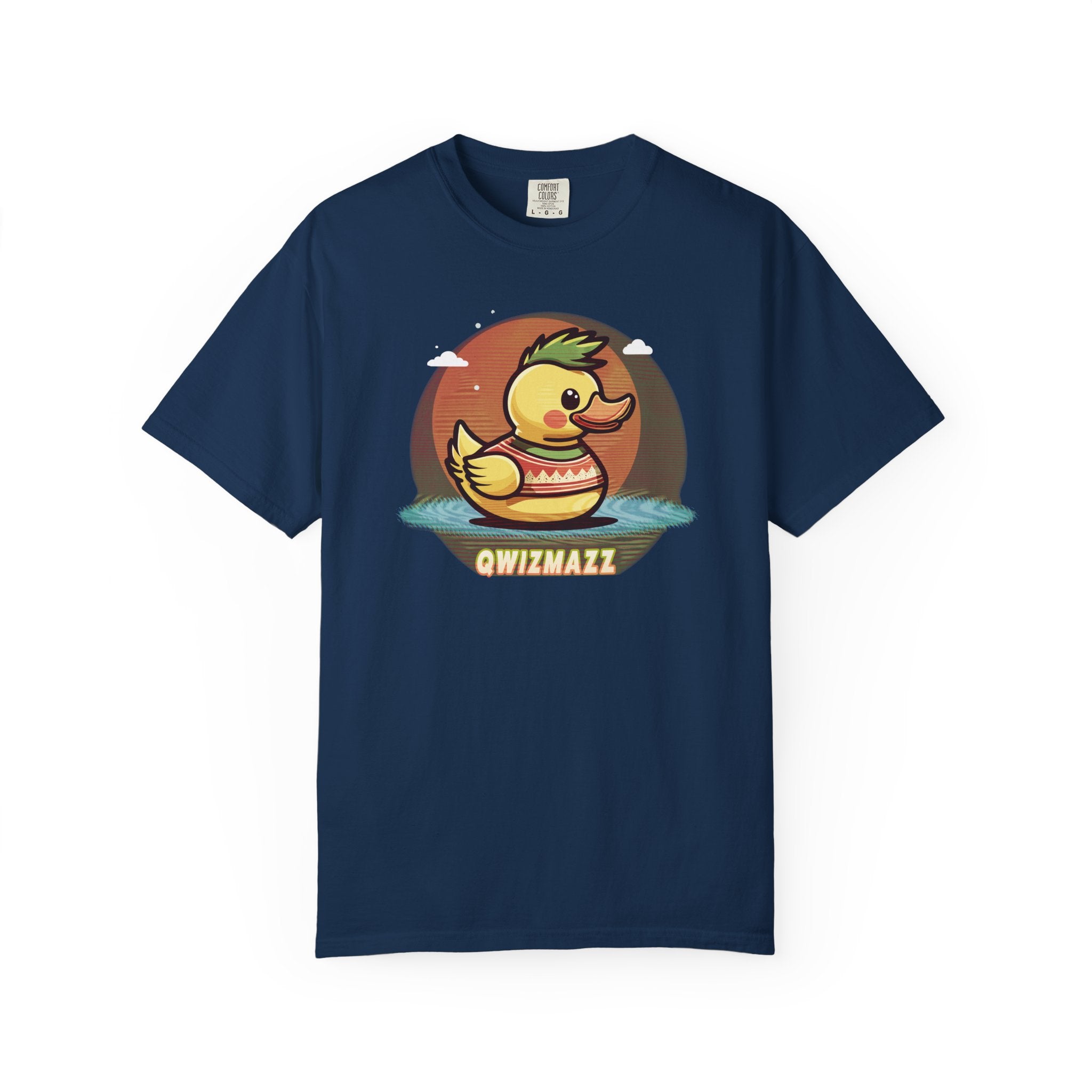 Quimbly the Duck Graphic T-Shirt — Cute Retro Rubber Duck Illustration (QWIZMAZZ)