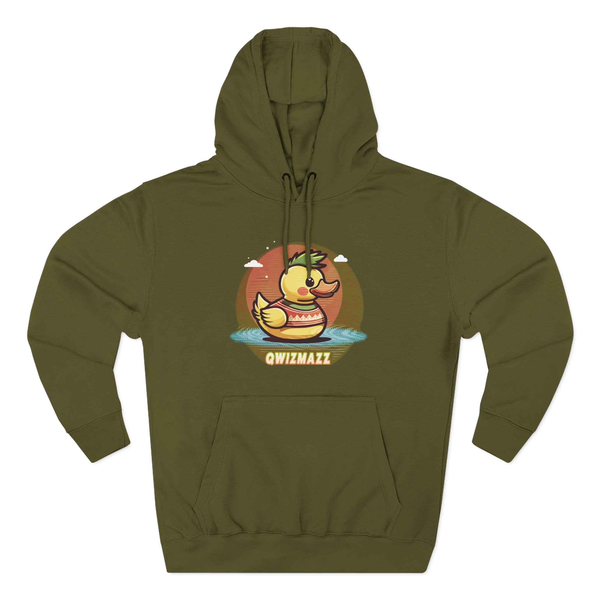 Quimbly the Duck Rubber Duck Retro Hoodie — QWIZMAZZ Graphic Pullover