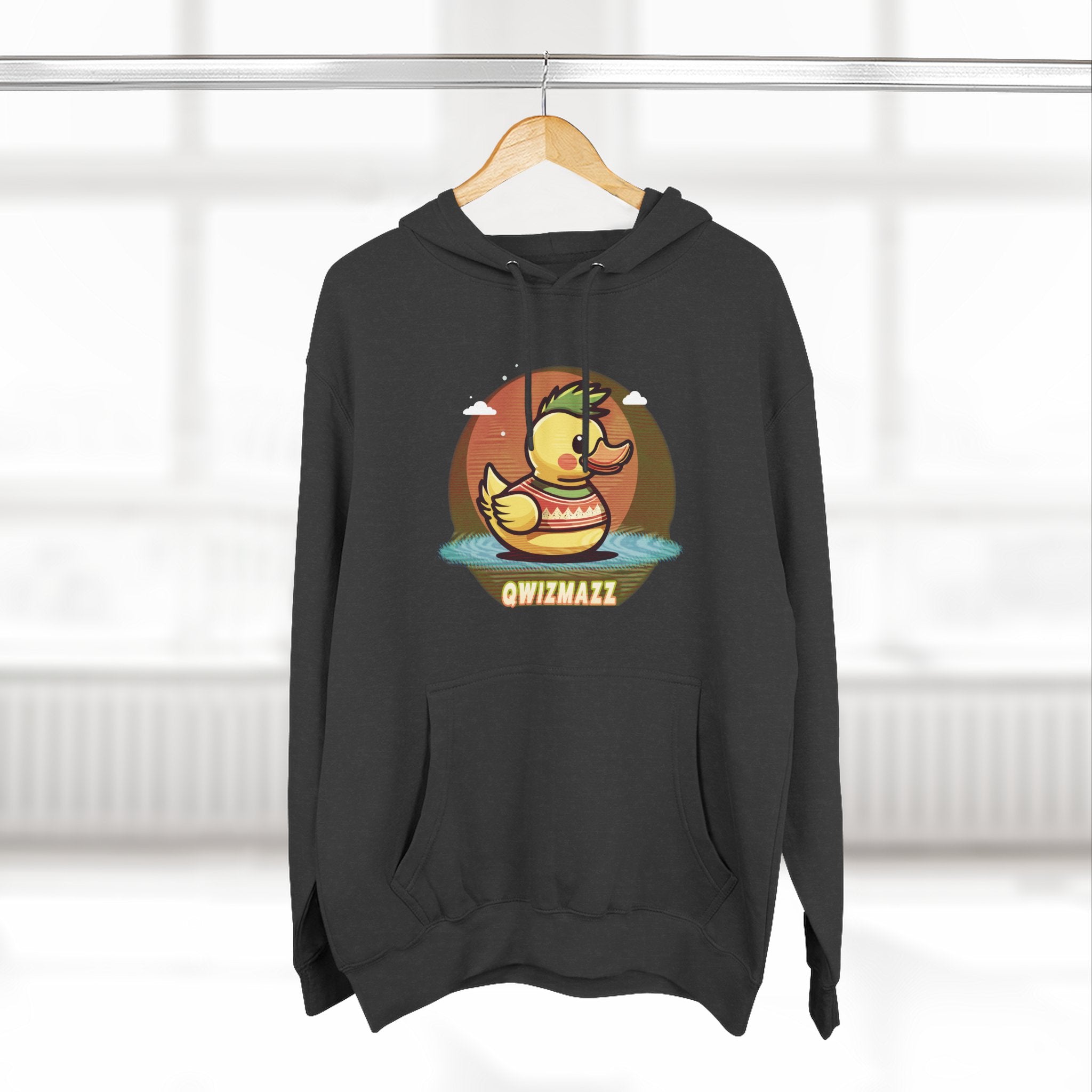 Quimbly the Duck Rubber Duck Retro Hoodie — QWIZMAZZ Graphic Pullover