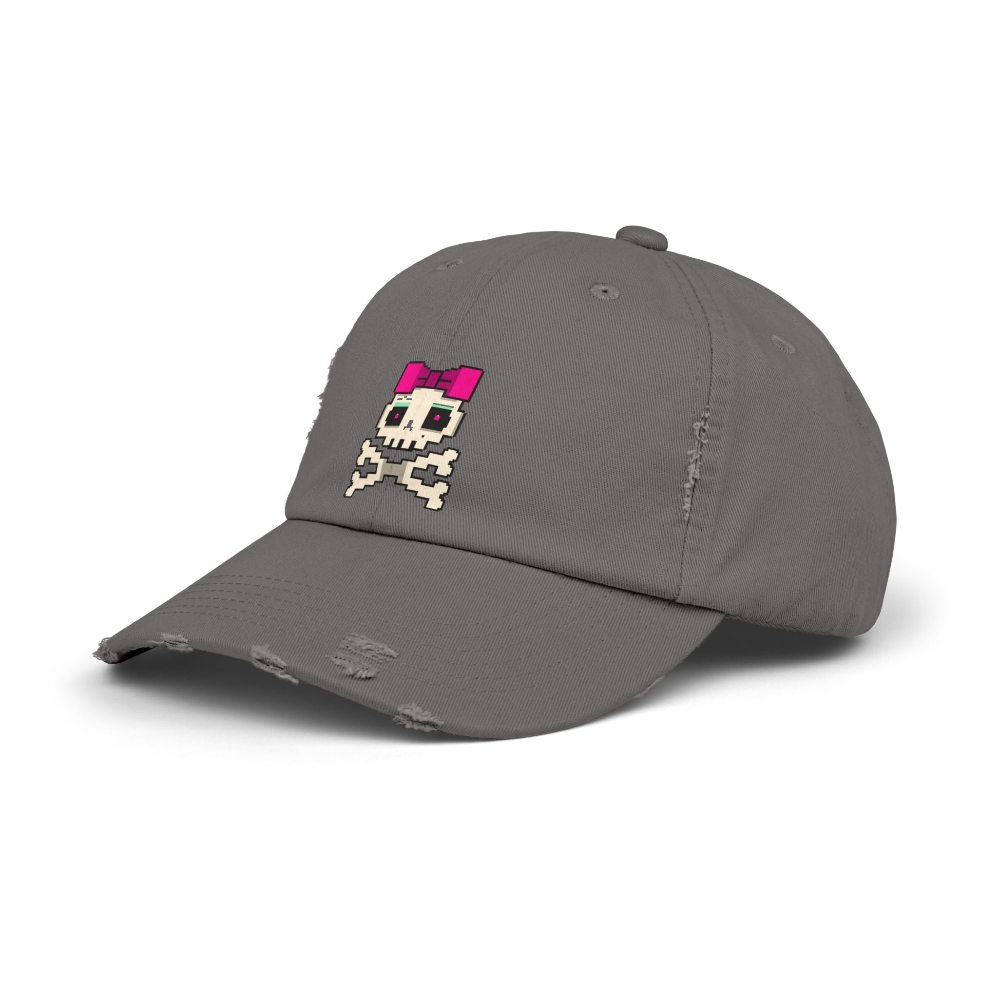 Distressed Skull & Crossbones Cap — Pixel Pink Bow Hat