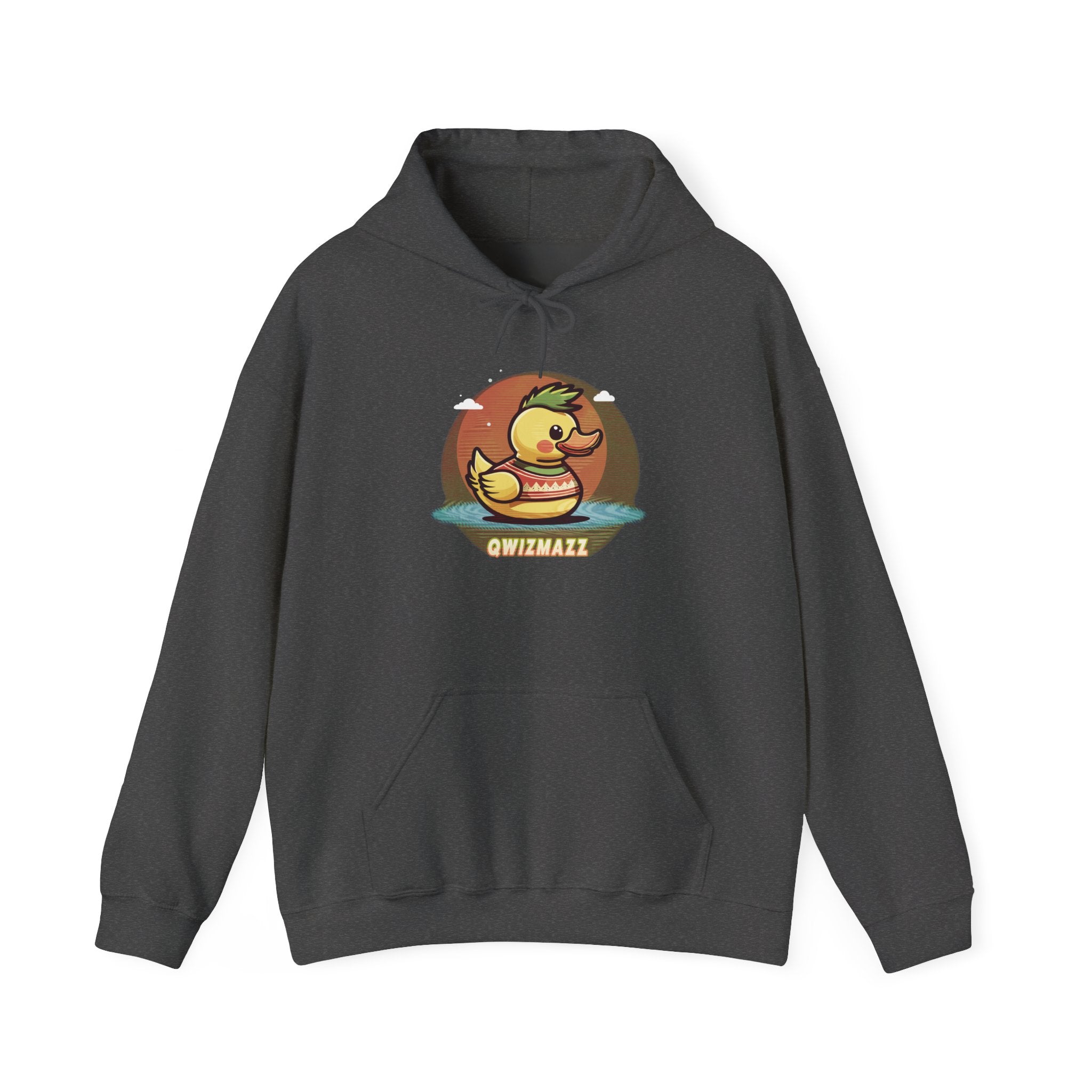 Cute Retro Rubber Duck Hoodie — "QWIZMAZZ" Graphic Pullover