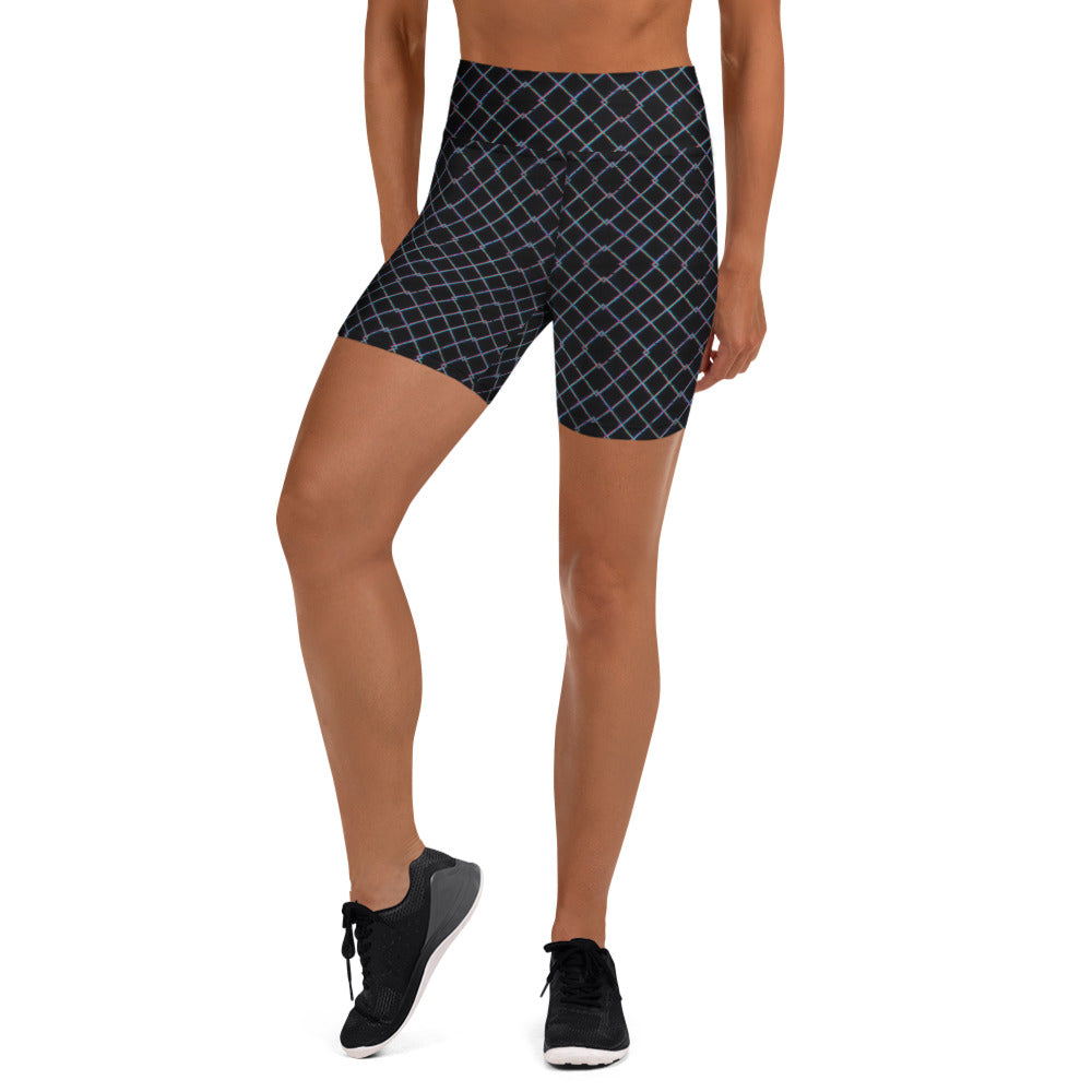Fischnetz-Glitch-Yoga-Shorts